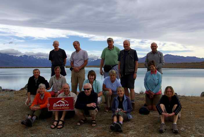 Group photo above Lake Pukaki